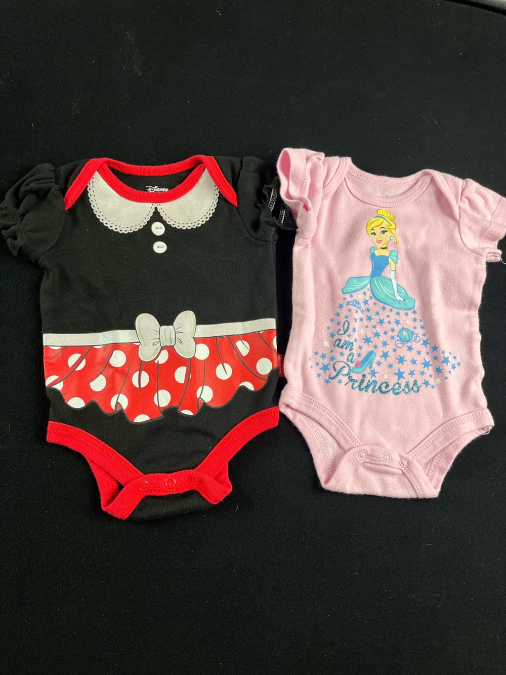 Disney Black & Pink Minnie and Princess Bodysuit Set